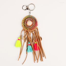 Keychains Weave Beaded Dream Catcher Tassel Colorful Bohemia Shell Pendants For Women Handbag Jewelry Pompons KeyringKeychains Emel22