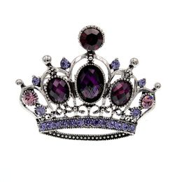 Korean Fashion Crystal Crown Brooch Pin Metal Rhinestone Lapel Pins and Brooches Badge Vintage Jewelry for Women Accessories