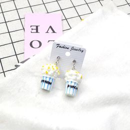 Dangle & Chandelier 2022 Funny Popcorn Fried Chicken Food Drop Earrings For Women Girls DIY Handmade Creative Unique Jewellery