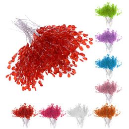 Decorative Flowers 50pcs Water Drop Artificial Acrylic Flower Picks Crystal Diamante Branches Bead For Party Wedding Floral Decor