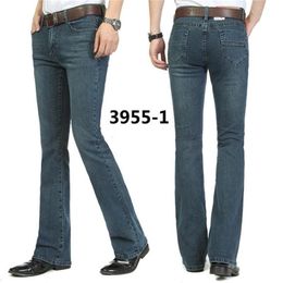 Male bell bottom denim trousers slim black horn Boot Cut jeans mens clothing casual Business Flares trousers 36 201123