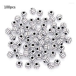 Other 100Pcs White Volleyball Round Beads 12mm Sports Spacer DIY Jewellery MakingOther Edwi22