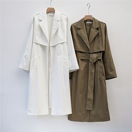UK Brand new Fashion 2020 Fall Autumn Casual Simple Classic Long Trench coat with belt Chic Female windbreaker LJ200903