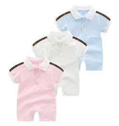 Summer Baby Clothes Short-sleeved One-piece Cotton Thin Section Stitching Letters Newborn Boy Girl Romper 0-24 Months