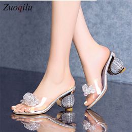 PVC Jelly Sandals Women Crystal Peep Toe High Heels shoes Crystal Transparent Heel Sandals Slippers Pumps Women Shoes 210306