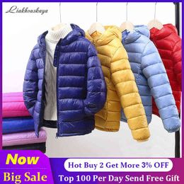 110-160 Cm Autumn Winter Jackets Girls Hooded Children Outerwear For Kids Warm Jackets For Boys Teenager Clothes 10 candy Colours J220718