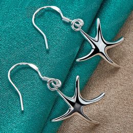 925 Sterling Silver Starfish Dangle Earrings For Woman Wedding Engagement Fashion Charm Party Jewelry