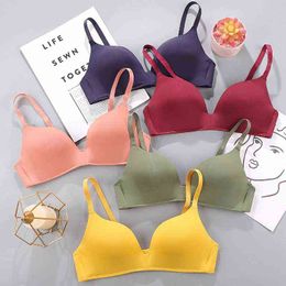 Women Seamless Bra Sexy No Thread Push Up Underwear Girls dents Breathable Thin 12 Colours Bras Female 'S Bra Breathablected L220726