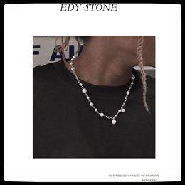 necklace asap rocky UK - Pendant Necklaces EDY 2021 Hip Hop Punk Asap Rocky Same Style Trend Shell Beads Pearl Necklace For Women Men Girls Party Rap Jewel2652