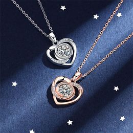 Chains Sherich S925 Sterling Silver Heart Shape Moissanite Necklace Women Fashion Simple Diamond Pendant Wedding JewelryChains