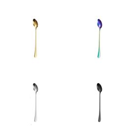 1pc Coffee Scoops Gold Titanium Plated Mug Stainless Steel Pointed Spoon Coffeeware Dining Spoons 382 D3