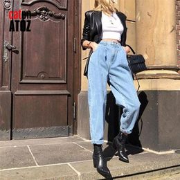 catonATOZ 2249 Blue Denim Pants Woman High Waist Harem Pants Loose Jeans Plus Size Trousers Casual Streetwear Mom Jeans 210302