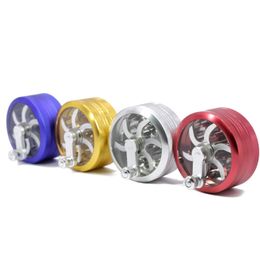 The latest 63x43mm Smoke grinder 2-layer aluminum alloy rocker smoke mill many styles support customized logo