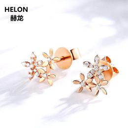 -Étalon 0,1ct si / h diamants naturels boucles d'oreilles solides 14k rose or fleuris fleur jaune jaune optionalstud