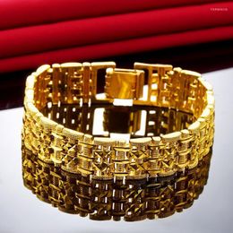 Link Chain 24K Gold Plated Brass Imitation Bracelet Classic Men's Euro Coin Watch Vintage Jewelry Trum22