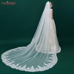 Bridal Veils V73 Cathedral Length Veil With Lace Trim Long Royal Wedding Comb Soft Tulle Spanish MantillaBridal