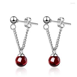 Stud Trendy 925 Silver Earrings For Women Holiday Party Jewellery Exquisite Wine Red Crystal Ball Earring Girl Birthday GiftStud Dale22 Farl22