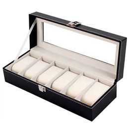 12356 Grids PU Leather Case Holder Organizer Storage for Quartz Watches Jewelry Boxes Display Gift 220726