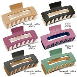 Two-Color Frosted Matte Rectangle Hair Claw For Women Thick and Thin Hair Clips Sweet Fashion Hair Accessories