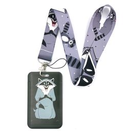 Raccoon Bears Fashion Lanyard ID Badge Holder Bus Pass Case Cover Slip Bank Credit Strap 220516