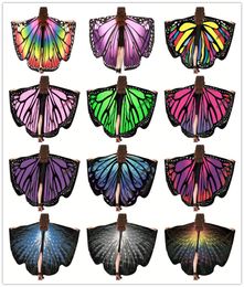 wholesale 2022 new style Colourful Butterfly Wings Pashmina Girls Fabric Nymph Pixie Poncho Scarf Ladies Halloween Fairy Costumes Accessory Shawl