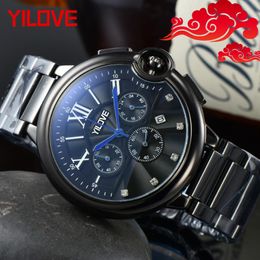 Business Simple Fashion Men Watch Quartz Analog Movement Calendar Multi-Function Clock Diamond Luxury Classic Mens Wristwatch