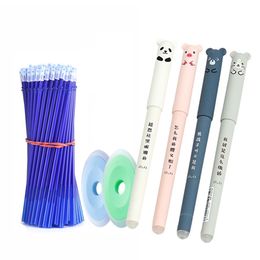 26 pcsset Animals Panda Erasable Gel Pen 05mm Erasable Pen Refills Rods Washable Handle School Office Supplies Stationery 220714