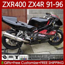 ABS Bodys For KAWASAKI NINJA ZXR 400 CC 400CC 1991 1992 1993 1994 1995 1996 Cowling 138No.59 ZX4R ZXR-400 Bodywork ZX 4R ZXR400 91 92 93 94 95 96 Fairing kit Glossy black