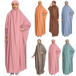 abaya khimar UK - Ethnic Clothing Eid Hooded Abaya Muslim Women Prayer Garment Hijab Dress Arabic Kaftan Khimar Jilbab Ramadan Niqab Dubai Islam Clothes Djell