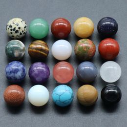 16mm natural stone Loose Beads amethyst Rose Quartz turquoise agate 7Chakra diy non-porous round ball beads yoga healing guides meditation