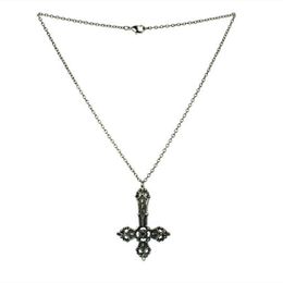 Pendant Necklaces Gothic Inverted Cross Necklace Satanic Crucifix Witchy Charm Goth Punk Statement Jewelry Fashion Women Gift Trend