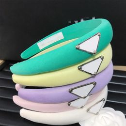 Women Metal Triangle Letter Headband with Label Candy Colour Special Design Headbands Fashion Hair Accessories