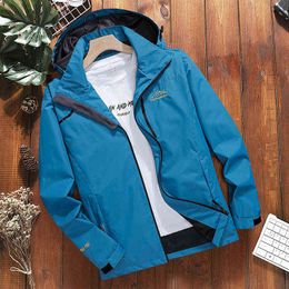 Thin Section Outdoor Men's Plus Size Mountaineering Clothes Assault Waterproof Windproof Big Size Single Jacket 6XL 7XL 8XL T220816