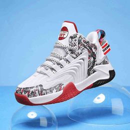 Boys' shoes spring and autumn mesh breathable children's basketball shoes students' middle and large children's high top basketball