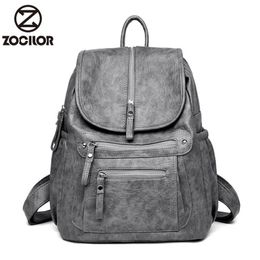 Women Backpack high quality Leather Fashion school Backpacks Female Feminine Casual Large Capacity Vintage Shoulder Bags Y201224