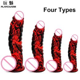 XXL Multicolor Dildo Dinosaur Scales Penis With Suction Cup Anal Female Adult sexy Toys Real Huge Cock Women Strapon Masturbation