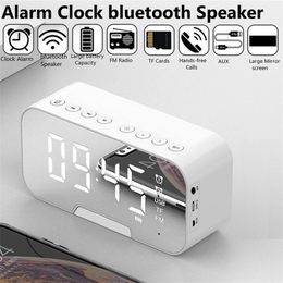Mirror Alarm Clock Multifunction Music LED Digital Temperature Date Display Desktop Clocks with Dual Mode 220426