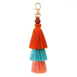 Keychains Colourful Tassel Bag Charm Keychain Boho Handmade Fringe Cute For Women Handbag Purse Key Chain Girls Miri22