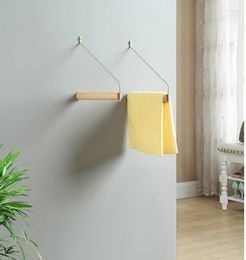 Hangers & Racks Brass Cloth Hanger Wood Rack Wall Hanging Hook Collection Shop Decorations Organisers Bathroom Towel