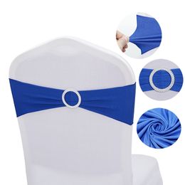Wedding Chair Cover Sashes Elastic Spandex Chair Band Bow With Buckle for Weddings Event Party Accessories DH5602
