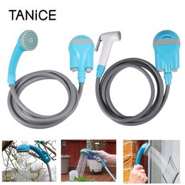 TANiCE Portable Outdoor Shower Handheld Kit Nozzle Pumps Camping Shower Set Portable For Home Car Compact Handheld Shower Nozzle 201105