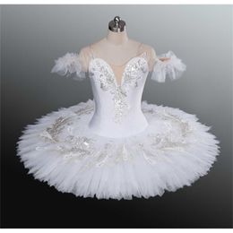 Adult Kids Classic Professional Ballet Tutu White Swan Lake Pancake Tutu Ballerina Party Dance Costumes Ballet Dress Girls Women 220808