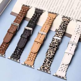 Woven Breathable Leather Strap For Apple Watch Series 7 45mm 41mm Soft Belt Bracelet Iwatch Band 40mm 44mm 38mm 42mm Watchbands Wristbands Smart Accessories