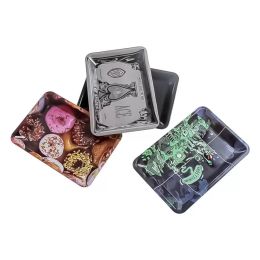 Smoking Metal Rolling Tray 180*125mm Tobacco Cartoon Roll Trays Hand Roller Smoking Accessories Cigarette