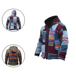 Men's Sweaters Skin-friendly Simple Colorful Patchwork Knitted Cardigan Comfy Sweater Coat Open Front For HomeMen's