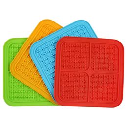 Pet Feeding Lick Mat & Fun Alternative to Slow Feeder Dog Bowl Silicone Calming Pad for Anxiety Relief IQ Treat Mats C0801P04