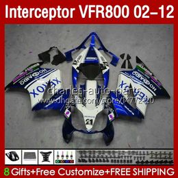 OEM Body For HONDA VFR800 White blue VFR 800 RR CC 800RR Interceptor 02-12 Bodywork 129No.174 800CC VFR800RR 02 03 04 05 06 07 08 09 10 11 12 VFR-800 RR 2002 2012 Fairing