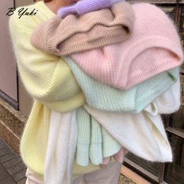 Blessyuki Oversized Cashmere Soft Kintted Pullovers Sweater Women Winter Cute Candy Puls Vel T220824