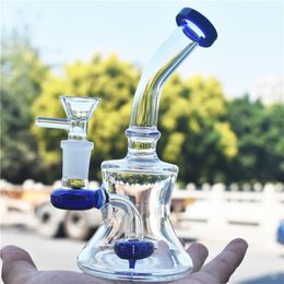 6.3 Inch small Colourful mini glass hookah bent style water pipe oil dab rig with 14 mm joint