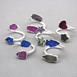 Pendant Necklaces Silver Plated Small Druzy Drusy Ring RANDOM SHAPE AND COLORPendant